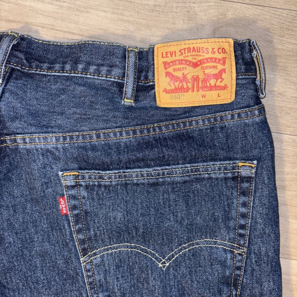 Levi Strauss 550 Big Mens 44X 29 Red Tab Denim Jeans Dark Blue - Picture 3 of 9